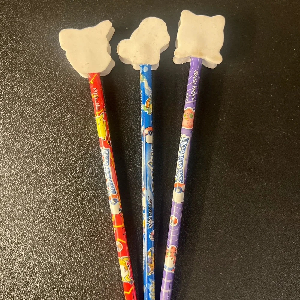 Pokemon Pikachu, Squirtle, Jigglypuff Pencil Trio